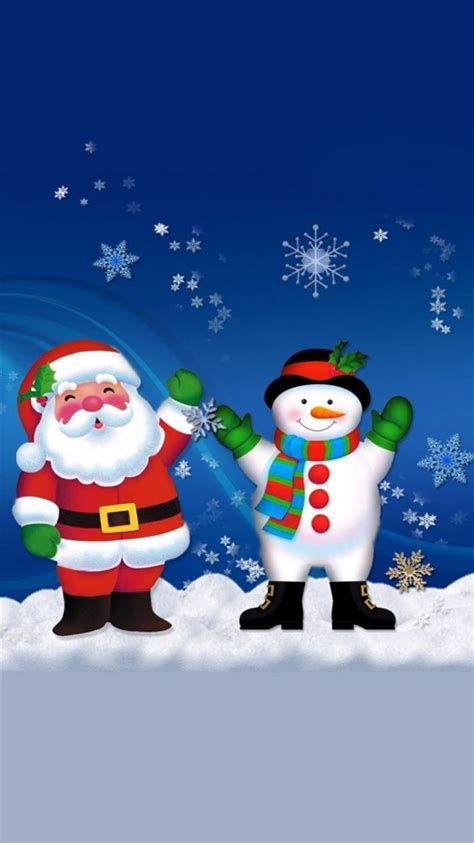 merry christmas santa claus  snowman iphone  wallpapers