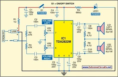 usb powered audio power amplifier wiring  diagram