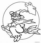 Witch Coloring Pages Halloween Flying Printable Face Cool2bkids Template Kids sketch template