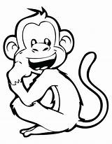 Monkey Coloring Laughing Pages Drawing Monkeys Line Printable Kids Face Print Hanging Cute Books Colouring Color Animal Drawings Sheets Kid sketch template