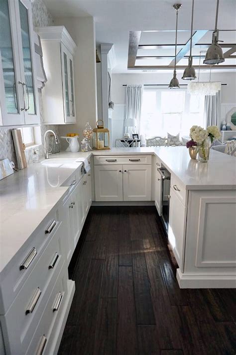 beautiful white kitchen cabinets  white countertops image dream house