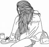 Ado Fille Drawings Outline Outlines Hipster Paisible Colorier Menina Pour Dibujar Fofos Sketches Chica Gå Noir Polyvore sketch template