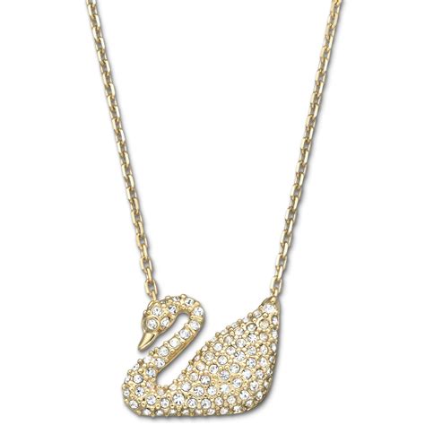 swarovski gold tone crystal swan pendant necklace  gold lyst