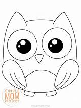 Owl Coloring Printable Forest Woodland Kids Simple Preschoolers Toddlers Mom Project sketch template
