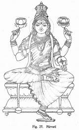 Parvati Hindu Devi Shiva Gods Indian Coloring Goddess Paravati Pencil Krishna Painting Drawing God Outline Pages Sketch Drawings Book Mural sketch template