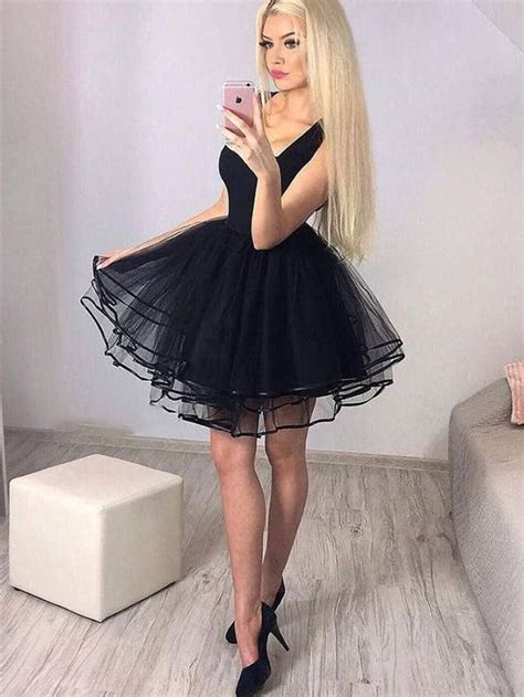 cute black tulle short prom dress black tulle short graduation dress