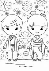 Kleurplaten Kinderen Getcolorings Kimono Kokeshi Kleuren Bezoeken Flevoland sketch template