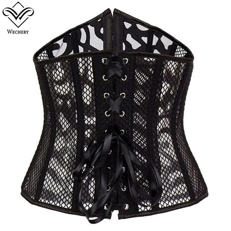 wechery women steampunk corset sexy gothic corselet hollow out lace up