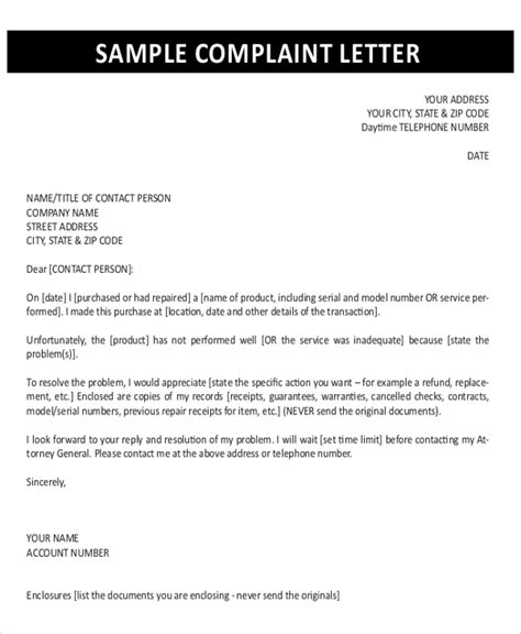 sample complaint letter templates   ms word pages