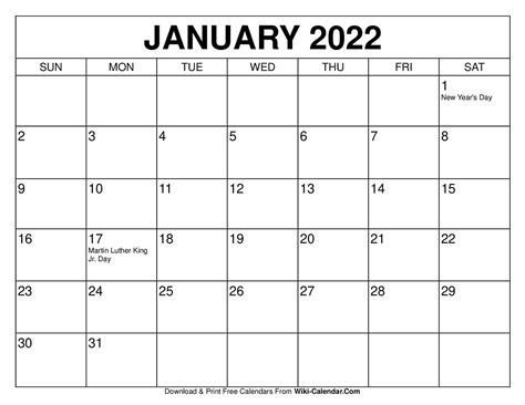 printable january  calendars