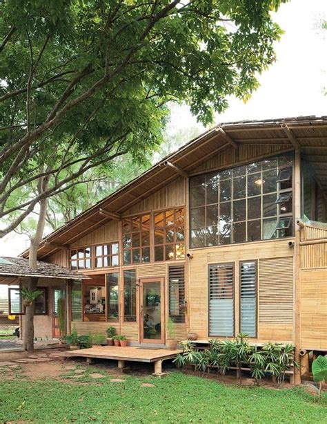 modern design  story bamboo native house   bedroom loft