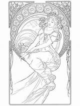 Mucha Alphonse Ausmalbilder Malvorlagen Nouveau Jugendstil Colorare Supercoloring Ausmalbild Zeichnen Ausdrucken Kunstproduktion Ausmalen Disegno Pintar Plantillas Noveau sketch template