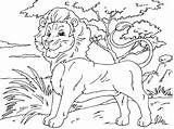 Lion Coloring Kids Pages Color Simple Animals sketch template