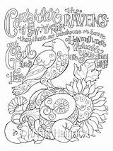 Coloring Pages Bible Journaling Ravens Raven Consider Verse Scripture Color Etsy Colouring Sheets Adult 5x11 6x8 Tip Witch Grown Ups sketch template