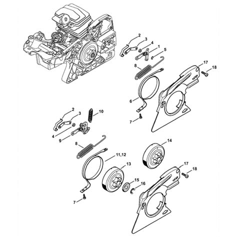 stihl ms  chainsaw ms  beq parts diagram chain brake