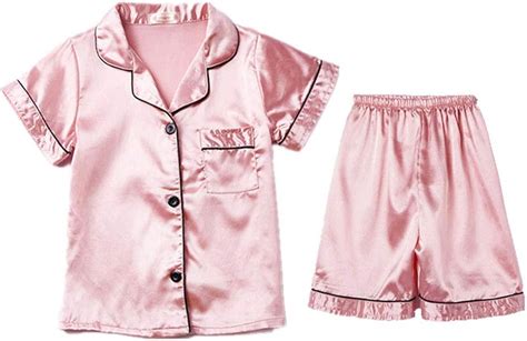 amazoncom digirlsor  boys girls short satin pajamas set classic silk pjs toddler kids