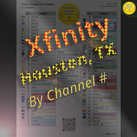 printable xfinity channel lineup guide  channel number