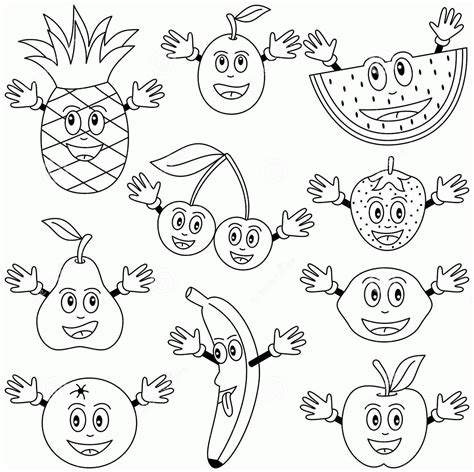 fruits  vegetables coloring pages  kids