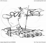 Raft Log Adrift Clipart Coloring Illustration Line Man Royalty Toonaday Rf Ron Leishman sketch template