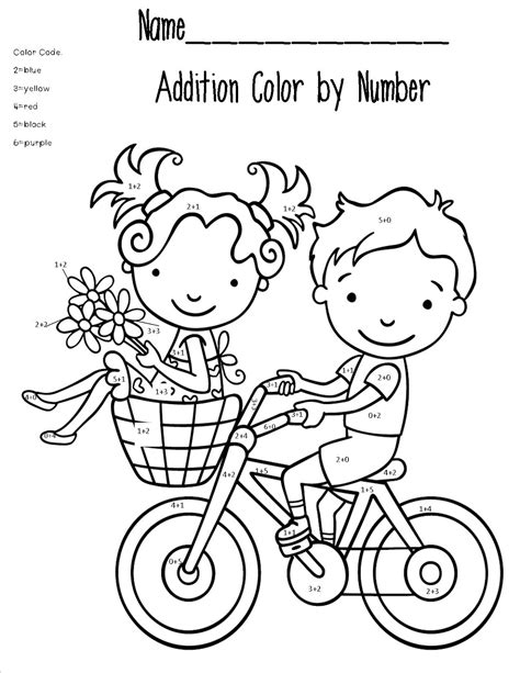 addition coloring worksheets  kindergarten  easy addition