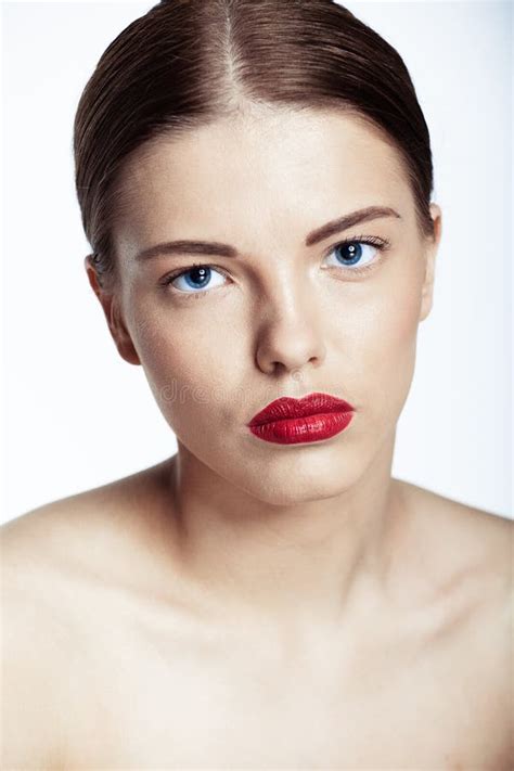 Close Up Portrait Of Caucasian Young Model Stock Image Image Of Lips