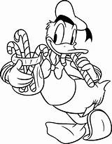 Duck Donald Coloring Pages Disney Christmas Printable Colouring Candy Kleurplaat Kids Mouse Cane Mickey Canes sketch template
