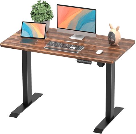 lacoo office desk electric standing desk  height adjustable brown