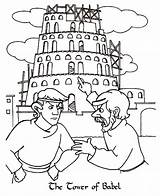 Babel Tower Coloring Pages Bible Kids Printable Drawing Colouring Two Color Van Story Arguing People School Argue Front Man Clipart sketch template