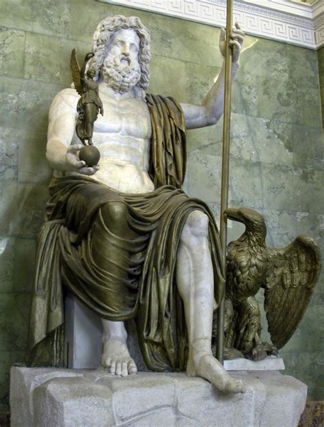 marble naturally illuminated  statue  zeus  olympia baring