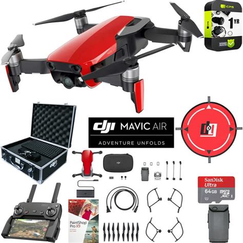 dji mavic air flame red drone combo  remote controller extended fly bundle  hard case