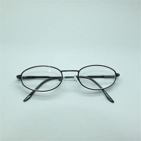 Reading Glasses Oval Polished Black Metal Wire Frame Strong 4 00
