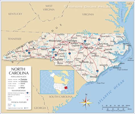 map   state  north carolina usa nations  project