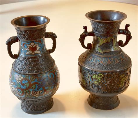 bronze japanese vases  cloisonne   champleve technique japan ca  catawiki