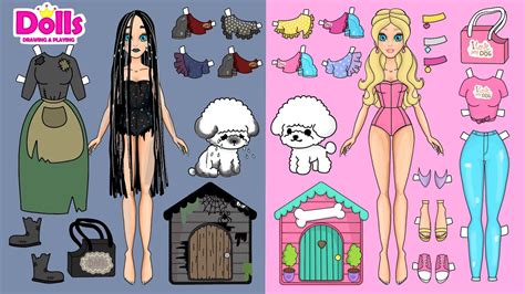 paper dolls dog house  puppy care dress  youtube