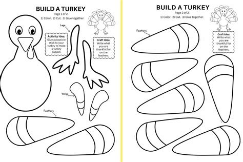 build  turkey craft  printable craft corner diy coloring library