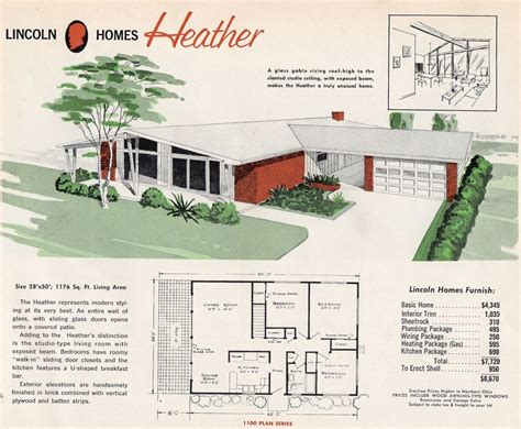 lincoln homes heather vintage house plans ranch house floor plans mid century modern house