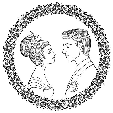 bride  groom coloring pages
