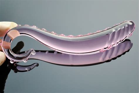 Unique Hook Handle Pink Pyrex Glass Massage Plug