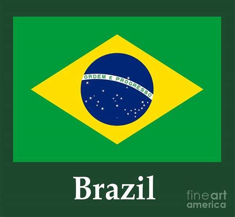 Brazil Flag And Name Art Print By Frederick Holiday