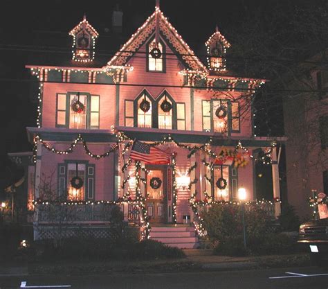 pink victorian house decorated  christmas pictures   images  facebook tumblr