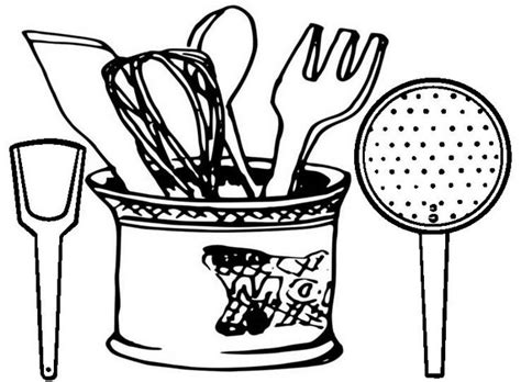 wow kitchen utensils set coloring page