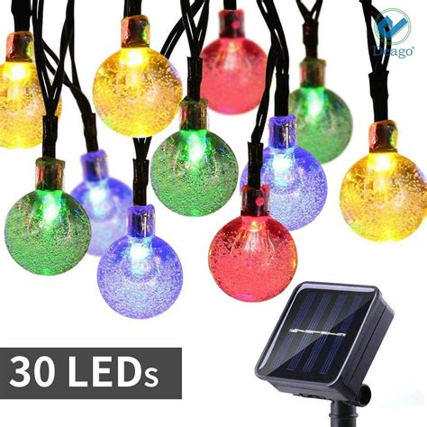 deago ft  led solar globe string lights outdoor waterproof crystal ball string lights