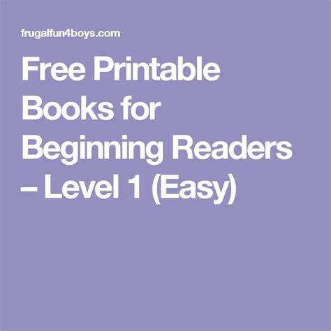 printable books  beginning readers level  easy frugal