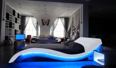 amazonsmile modern bed wavelight  led lights king white premium quality upholstered