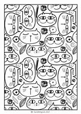 Doodle Cats Colouring sketch template