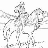 Barbie Coloring Pages Horse Riding sketch template