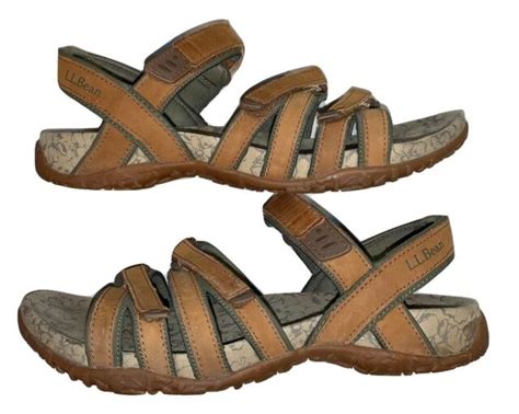L L Bean Women S Boothbay Sandals Sz 10m Brown Leather Strappy Ebay