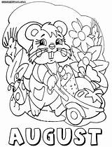 August Coloring Pages Months Printable Kids Month Mouse Print sketch template