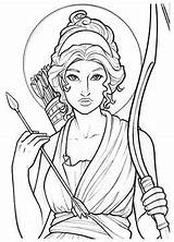 Artemis Goddess Coloring Greek Pages Mythology Drawing Sketch Sheets Colouring Sketches Tattoo Gods Adult sketch template
