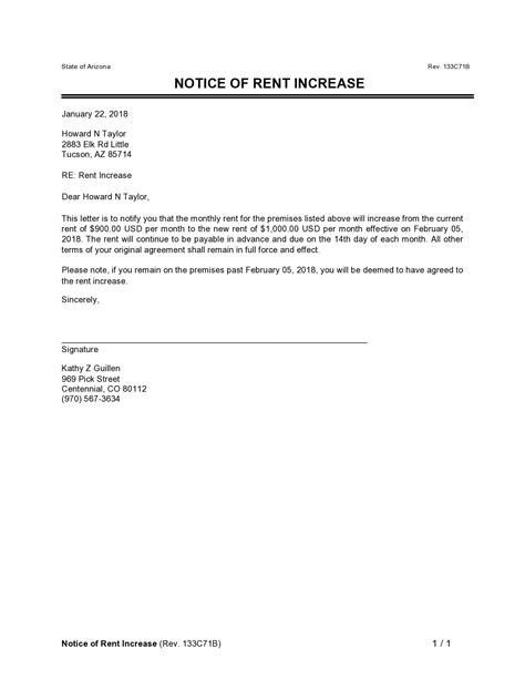 rent increase notice samples  days templatearchive
